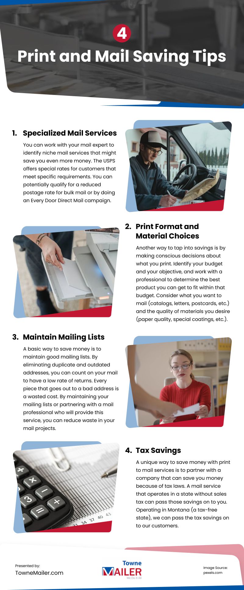 4 Print and Mail Saving Tips Infographic