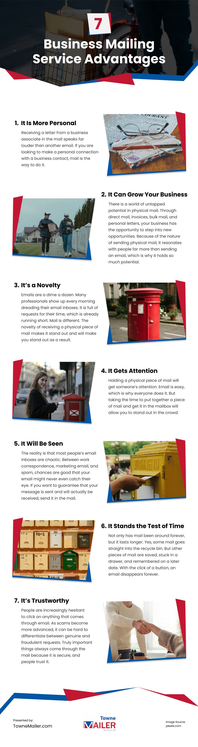 7 Business Mailing Service Advantages Infographic