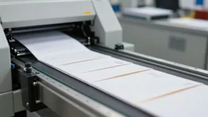 Automated print and mail system moving envelopes through high-speed