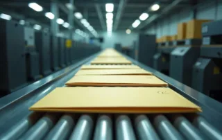 High-speed envelope printing and mailing line in a professional outsourcing facility