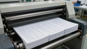 High-Speed Statement Printing and Mail Processing Automated printing system producing stacked statements for mail delivery