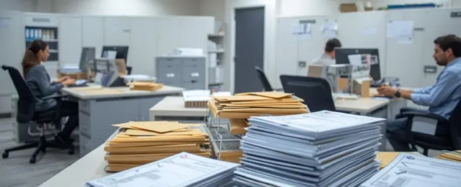 Loan statement mailing service for financial firms with envelopes and records